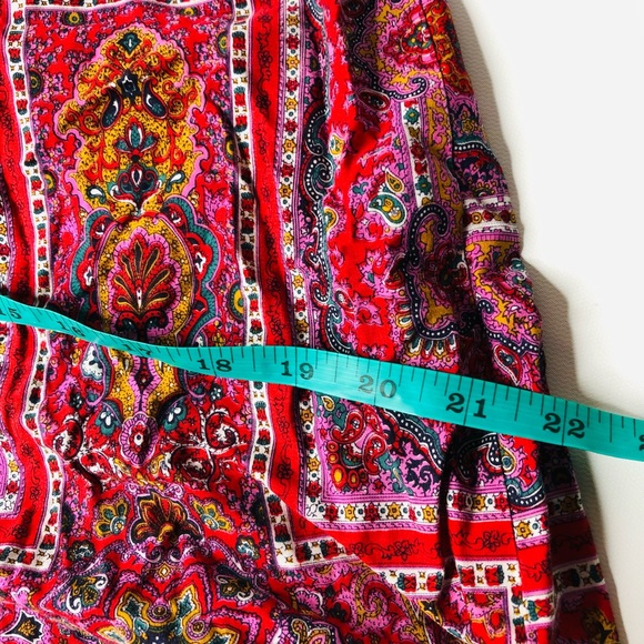 VTG 70s Handmade & OOAK Women’s Wide Leg Super Flare Culottes Pants Red Paisley - Picture 6 of 15